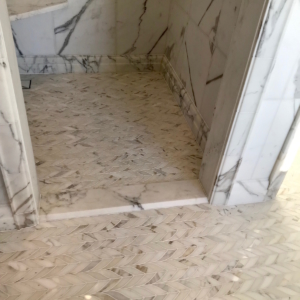 Marble mosiac bath and shower floor