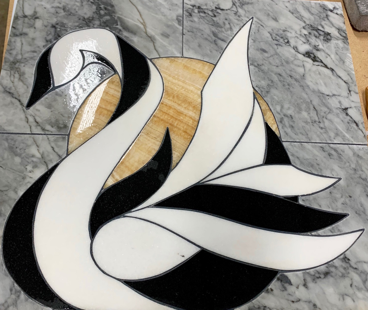 custom marble and onyx swan